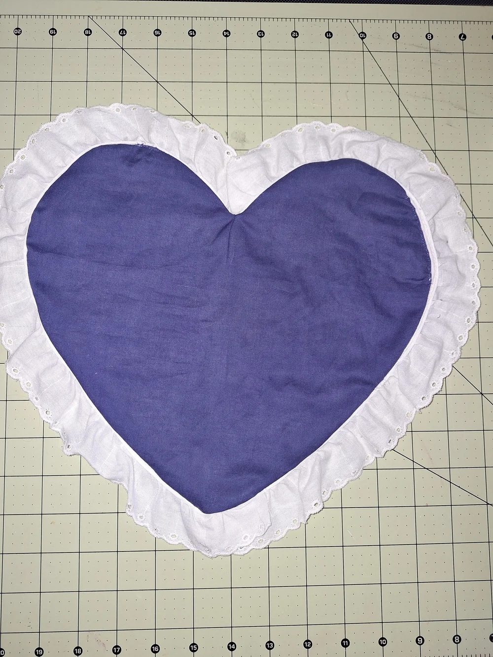 Heart-Shaped Purple Lace-Trim Table Mat /Hot Pad